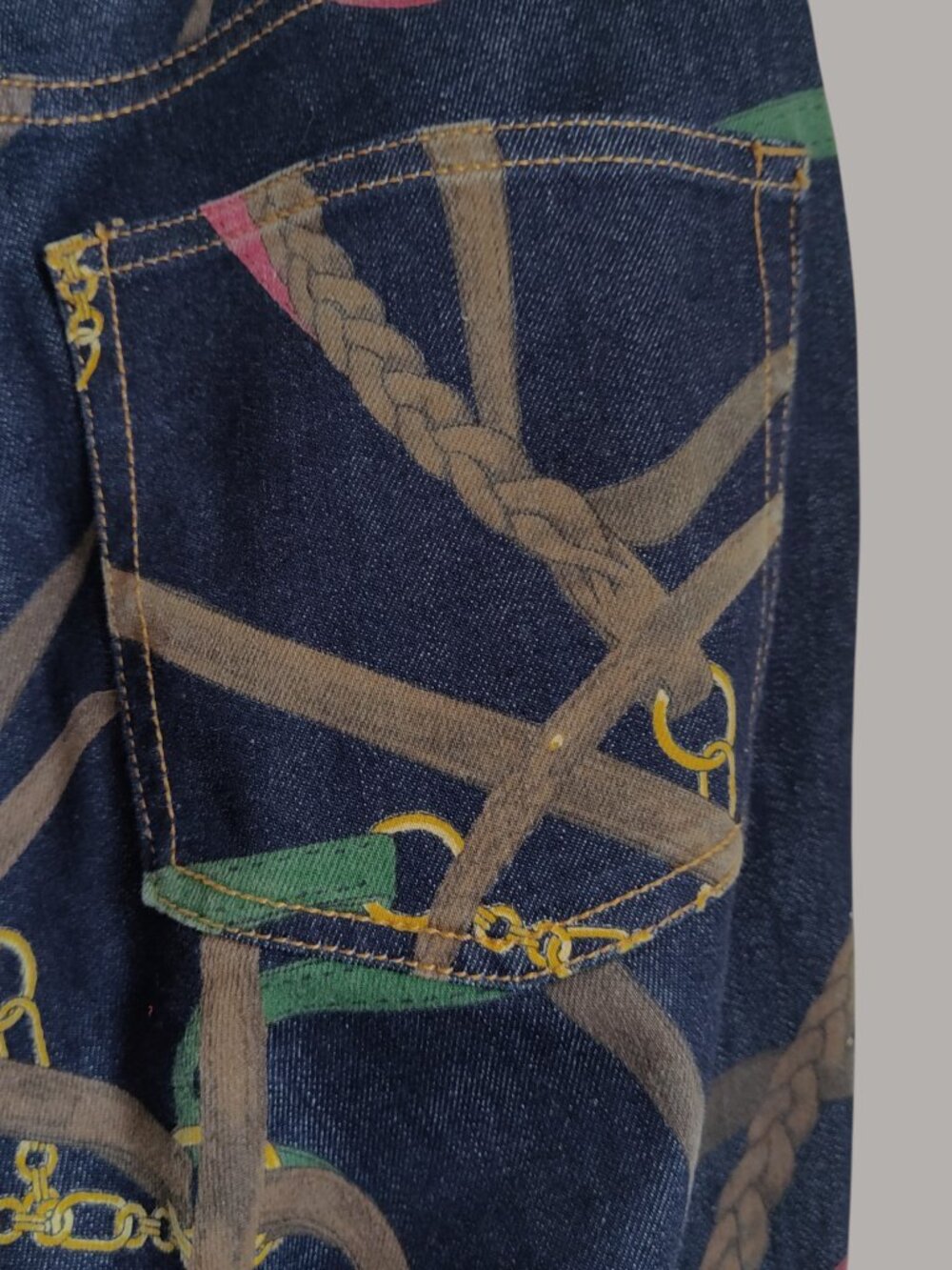 Lauren Ralph Lauren Equestrian High Rise Dark Denim Jeans Bridle Bit Chain Sz 8 - Picture 7 of 16